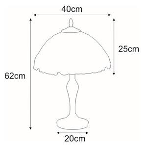 Lampka stołowa z szerokim, witrażowym kloszem K-G162166 z serii PAPI