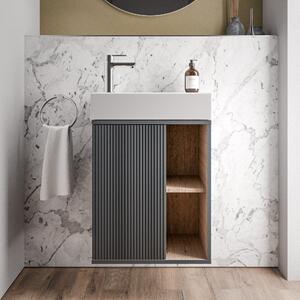 Waschtischunterschrank BELDIVO 50cm mit Waschbecken - Türanschlag links - Farbe wählbar