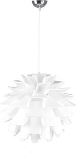 Lampa wisząca z ozdobnym, białym abażurem K-OP-9021 z serii LATHI