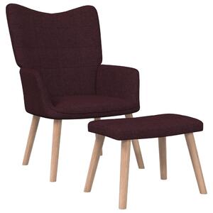 Fotel z podnóżkiem, fioletowy, obity tkaniną