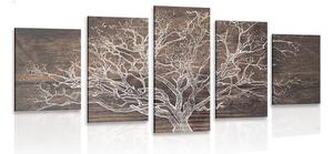 5 częściowy obraz korona drzewa na drewnianym tle