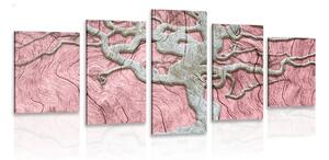 5 częściowy obraz abstrakcyjne drzewo na drewnie z różowym kontrastem