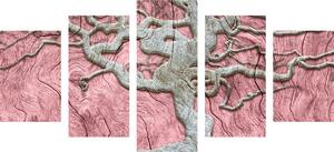 5 częściowy obraz abstrakcyjne drzewo na drewnie z różowym kontrastem