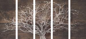 5-częściowy obraz korona drzewa na drewnianym tle