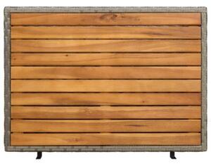 Nowoczesna szafka rattanowa z drewnianym blatem i stalowÄ konstrukcjÄ - szara, 70x50x87 cm