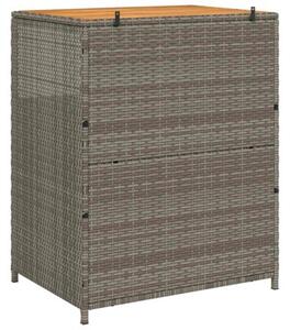 Nowoczesna szafka rattanowa z drewnianym blatem i stalowÄ konstrukcjÄ - szara, 70x50x87 cm