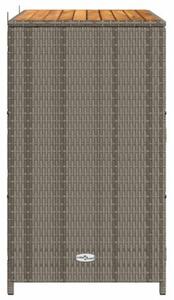 Nowoczesna szafka rattanowa z drewnianym blatem i stalowÄ konstrukcjÄ - szara, 70x50x87 cm