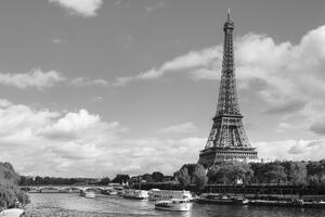 Obraz piękna panorama Paryża w wersji czarno-białej