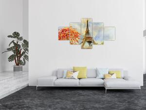 Malowany obraz Wieży Eiffla (125x70 cm)