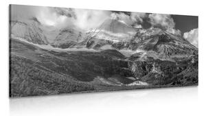 Obraz majestatyczny krajobraz górski w wersji czarno-białej