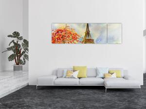 Malowany obraz Wieży Eiffla (170x50 cm)