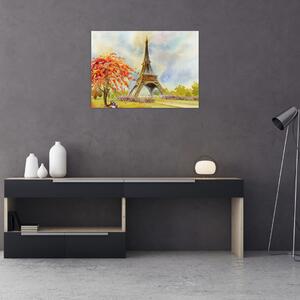 Malowany obraz Wieży Eiffla (70x50 cm)