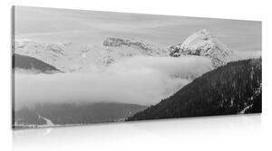 Obraz krajobraz zimowy w wersji czarno-białej
