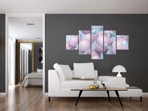 Malarstwo abstrakcyjne - Pastelowe kule (125x70 cm)