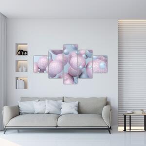 Malarstwo abstrakcyjne - Pastelowe kule (125x70 cm)