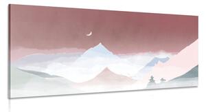 Obraz księżyc nad pastelowymi górami