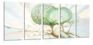 5-częściowy obraz bajkowe pastelowe drzewa