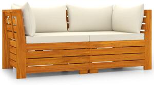2-osobowa sofa ogrodowa z poduszkami, lite drewno akacjowe