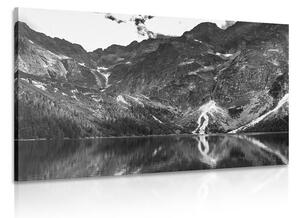 Obraz Morskie Oko w Tatrach w wersji czarno-białej
