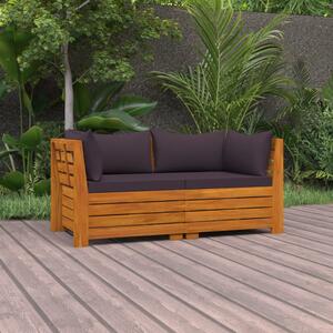 2-osobowa sofa ogrodowa z poduszkami, lite drewno akacjowe