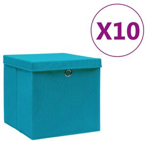 Pudełka z pokrywami, 10 szt., 28x28x28 cm, błękitne