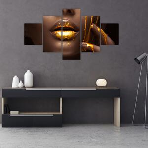Obraz - Kobieta ze złotymi ustami (125x70 cm)