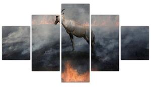 Obraz kozicy w płomieniach (125x70 cm)