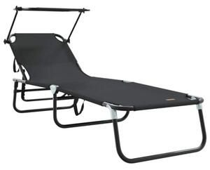 Składany leżak 2 szt. czarny 190 x 57 x 81 cm oxford