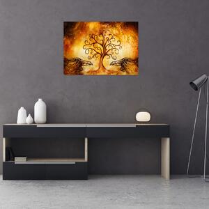 Naturalny abstrakcyjny obraz drzewa (70x50 cm)
