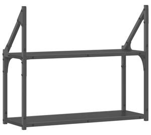 Nowoczesna półka ścienna z drewna inżynieryjnego w kolorze czarnego dębu 60 x 21 x 51 cm