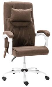 Krzesło biurowe z funkcją masażu, brązowe, obite tkaniną