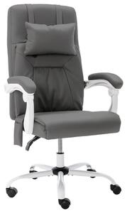 Krzesło biurowe z funkcją masażu, szare, obite sztuczną skórą