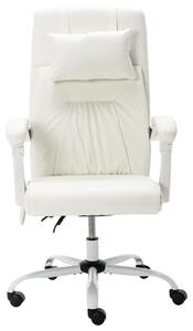 Krzesło biurowe z funkcją masażu, białe, obite sztuczną skórą