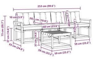 Zestaw mebli ogrodowych z drewna akacjowego z poduszkami i modularnym designem
