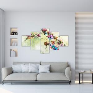 Obraz - malowidło pnącej się kwiaty (125x70 cm)