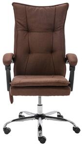 Krzesło biurowe z funkcją masażu, brązowe, obite tkaniną