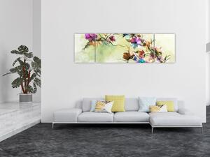 Obraz - malowidło pnącej się kwiaty (170x50 cm)
