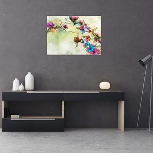 Obraz - malowidło pnącej się kwiaty (70x50 cm)