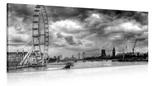 Obraz wyjątkowy Londyn i rzeka Tamiza w wersji czarno-białej