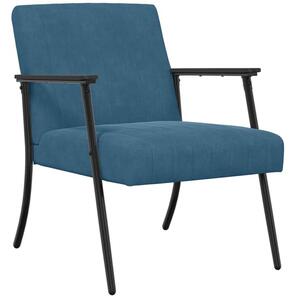 Elegancki fotel aksamitny w niebieskim kolorze z ergonomicznym wsparciem