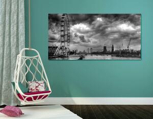 Obraz wyjątkowy Londyn i rzeka Tamiza w wersji czarno-białej