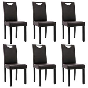 Krzesła stołowe, 6 szt., brązowe, obite sztuczną skórą
