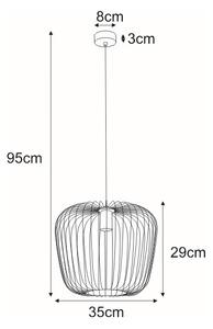 Ciemnoróżowa, druciana, stylowa lampa wisząca K-4104 z serii EDEN