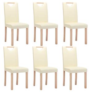 Krzesła stołowe, 6 szt., kremowe, obite sztuczną skórą