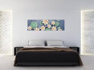 Obraz lilii wodnych (170x50 cm)