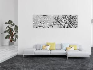 Abstrakcyjny obraz z drzewami (170x50 cm)