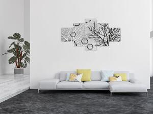 Abstrakcyjny obraz z drzewami (125x70 cm)