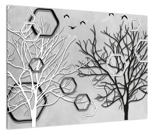 Abstrakcyjny obraz z drzewami (70x50 cm)