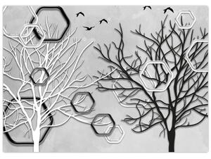 Abstrakcyjny obraz z drzewami (70x50 cm)