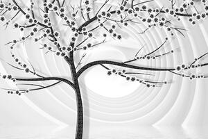 Obraz nowoczesne czarne i białe drzewo na abstrakcyjnym tle